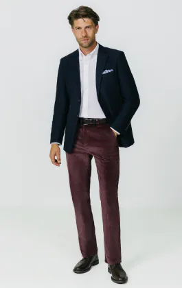 Burgundy Corduroy Casual Trousers