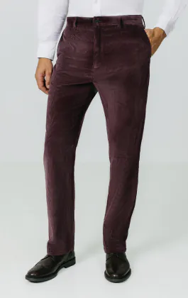 Burgundy Corduroy Casual Trousers