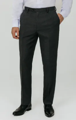 Charcoal Windowpane Check Suit Trousers