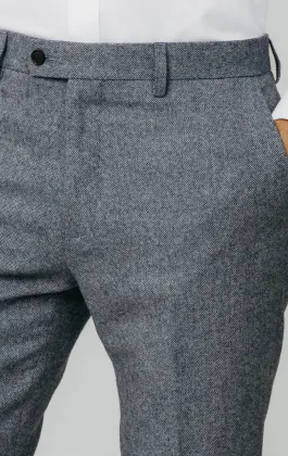 Blue Donegal Tweed Suit Trousers
