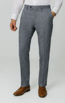 Blue Donegal Tweed Suit Trousers