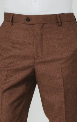 Rust Brown Textured Weave Suit Trousers
