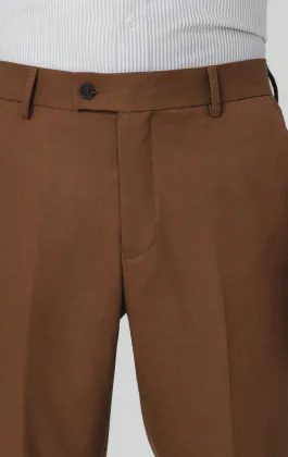 Mid Brown Twill Suit Trousers
