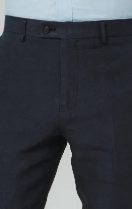 Navy Pure Linen Linen Suit Trousers