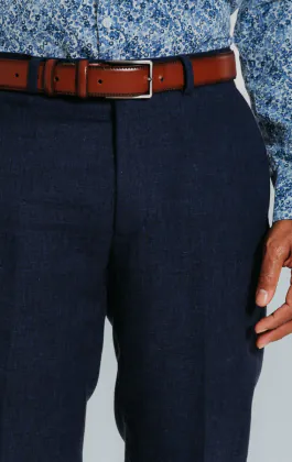 Navy Linen Suit Trousers