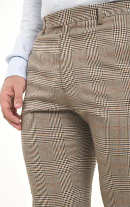Brown Check Suit Trousers