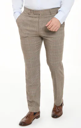 Brown Check Suit Trousers