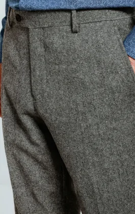 Dobell Light Grey Donegal Tweed Trousers Dobell