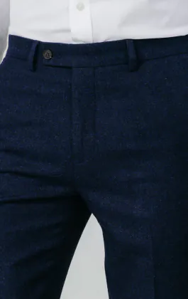 Navy Donegal Tweed Trousers