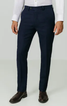 Navy Donegal Tweed Trousers
