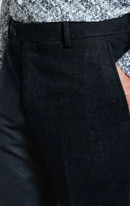 Navy tweed trousers sales