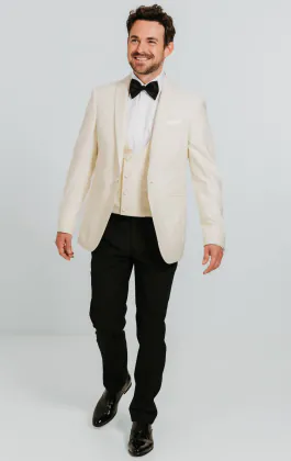 White Shawl Lapel 3 Piece Tuxedo