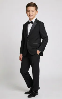 Boys Black Tuxedo with Notch Lapel