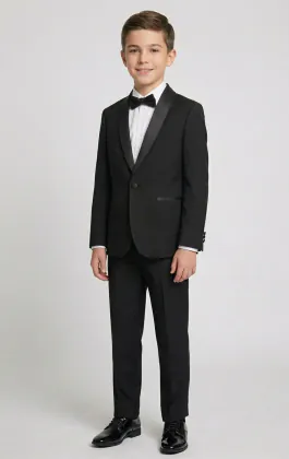 Boys Black Tuxedo with Shawl Lapel