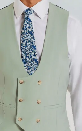 Dobell Pale Green Double Breasted Waistcoat Dobell