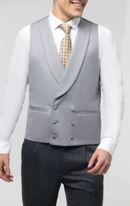 Luxury 100% Wool Dove Grey Double Breasted Morning Suit Waistcoat