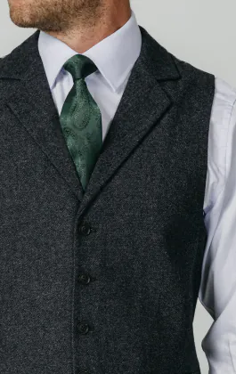 Grey Donegal Tweed Waistcoat with Notch Lapel