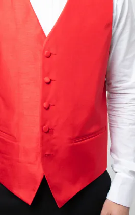 Crimson Red Dupion Waistcoat