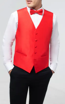 Crimson Red Dupion Waistcoat
