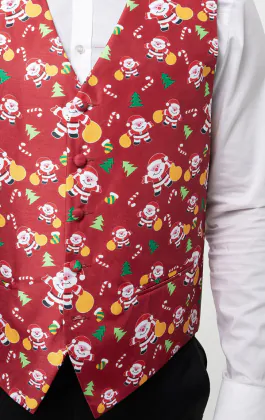 Happy Santa Claus Red Christmas Waistcoat