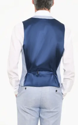 Dobell Light Blue Linen Waistcoat Dobell