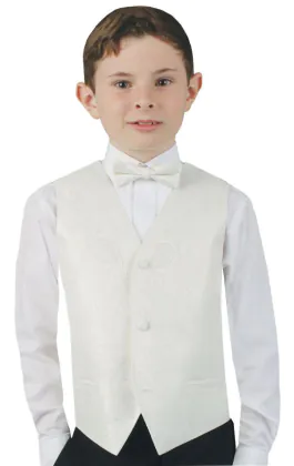 Boys Pearl White Paisley Waistcoat
