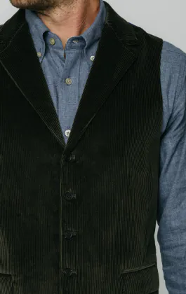 Green Corduroy Waistcoat with Notch Lapel