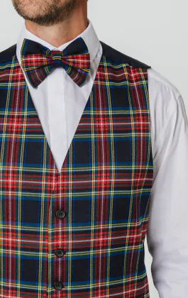 Navy Blue Tartan Waistcoat