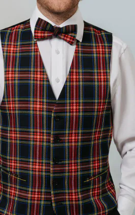 Navy Blue Tartan Waistcoat