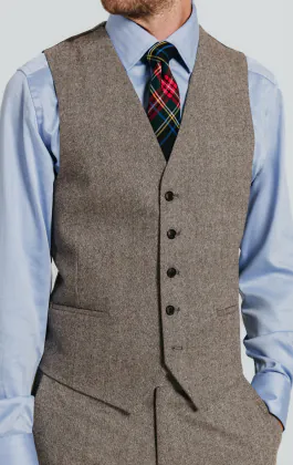 Brown Herringbone Tweed Waistcoat