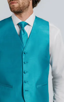 Turquoise Dupion Waistcoat