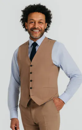 Brown Linen Twill Waistcoat