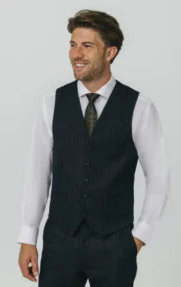 Navy Chalkstripe Waistcoat