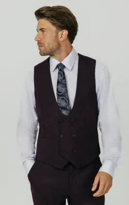 Blackberry Twill Double Breasted Waistcoat
