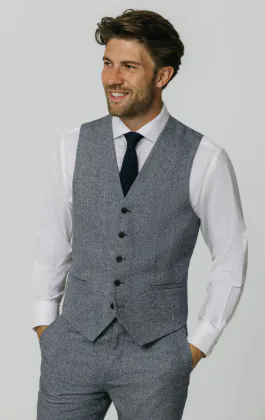 Blue Donegal Tweed Waistcoat