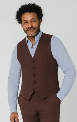 Mocha Linen Waistcoat