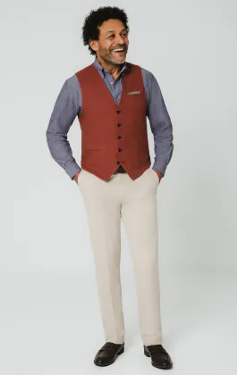 Terracotta Linen Waistcoat