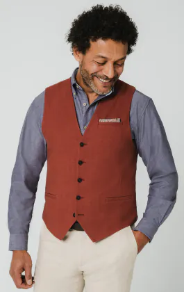 Terracotta Linen Waistcoat
