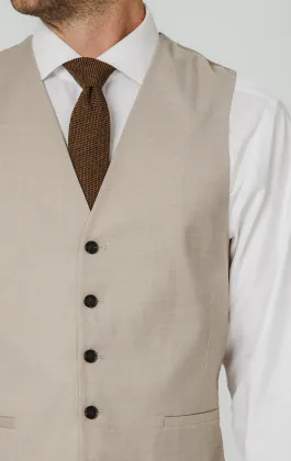 Stone Sharkskin Waistcoat
