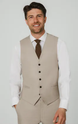 Stone Sharkskin Waistcoat