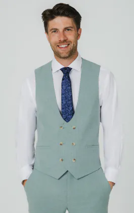 Mint Green Hopsack Waistcoat