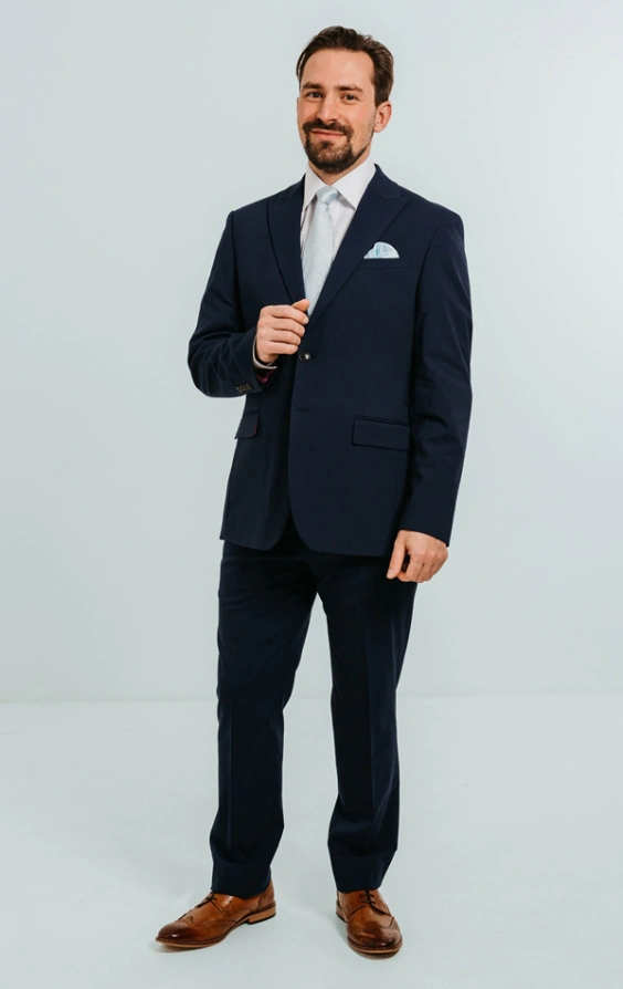 Mens Peak Label Suit Blue