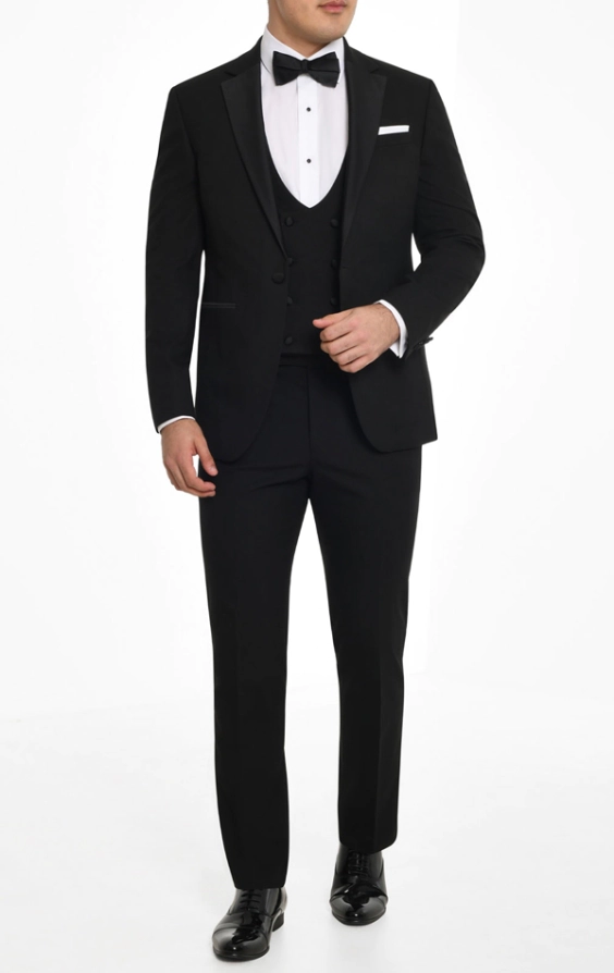20407 Black Removable Collar 3 Piece Tuxedo