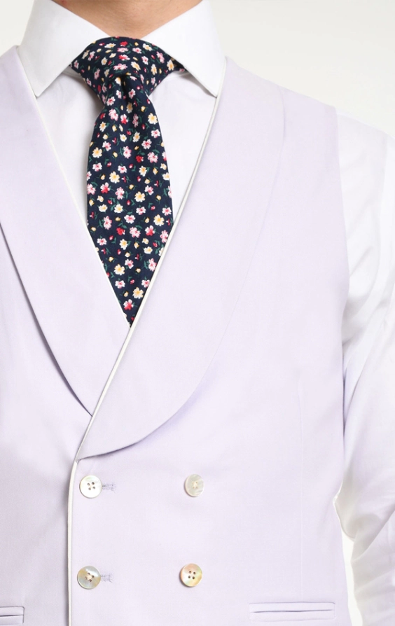 Sidmouth Pink Linen Double Breasted 8 Button Shawl Lapel Waistcoat main image 0