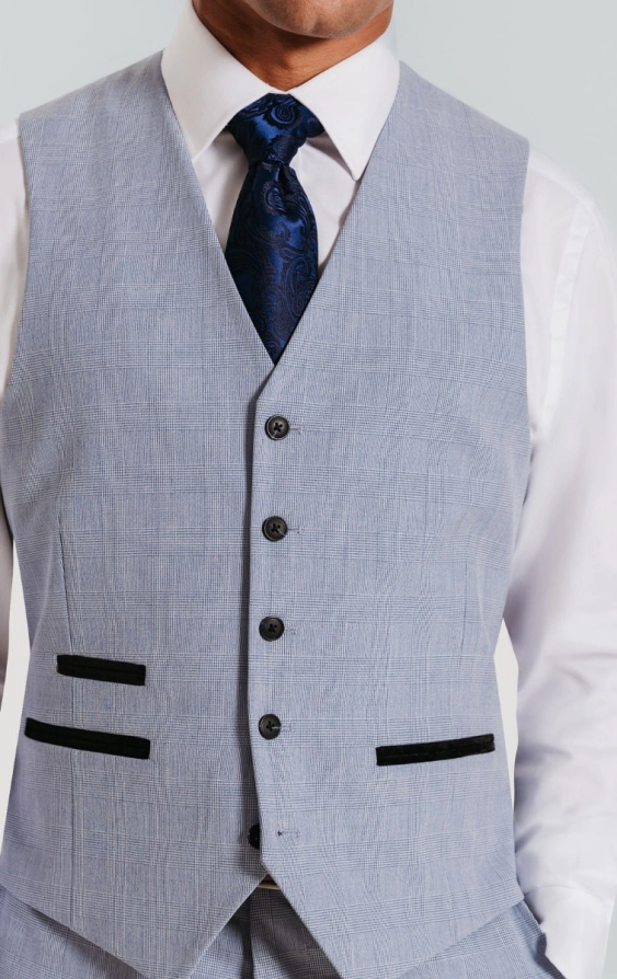 Made To Measure Dark blue and Black Check Waistcoat main image 0